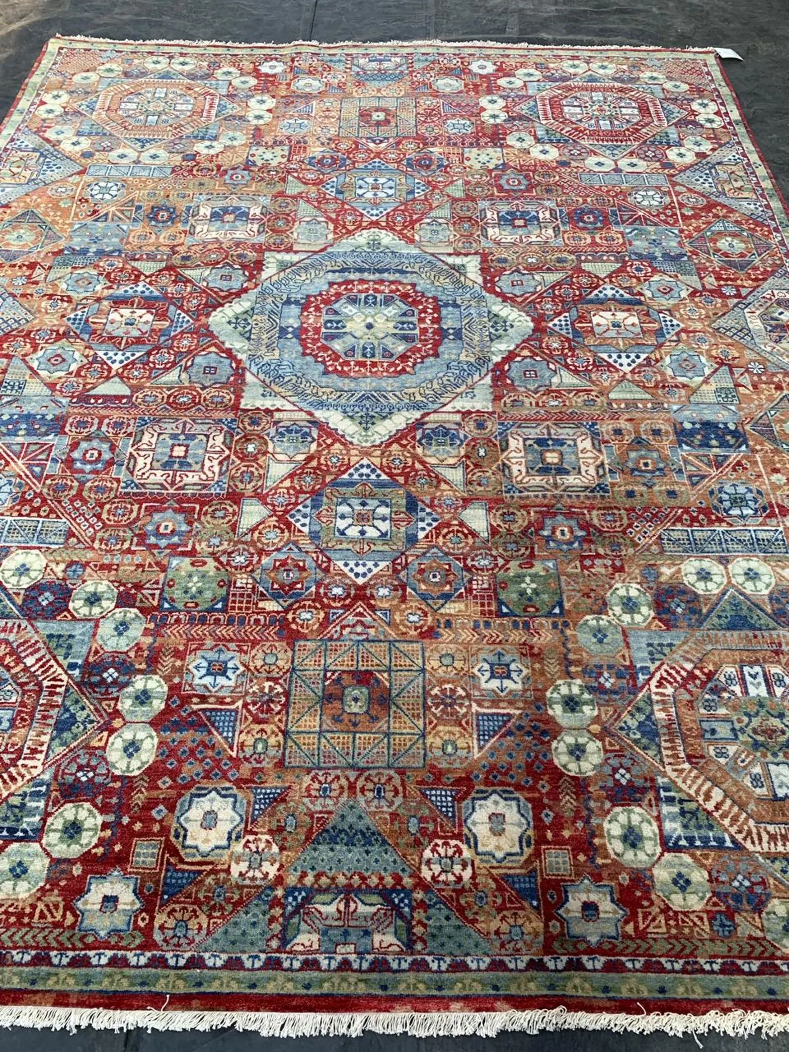 Detail view 14 of Bold Red Mamluk Rug 8ft x 10ft