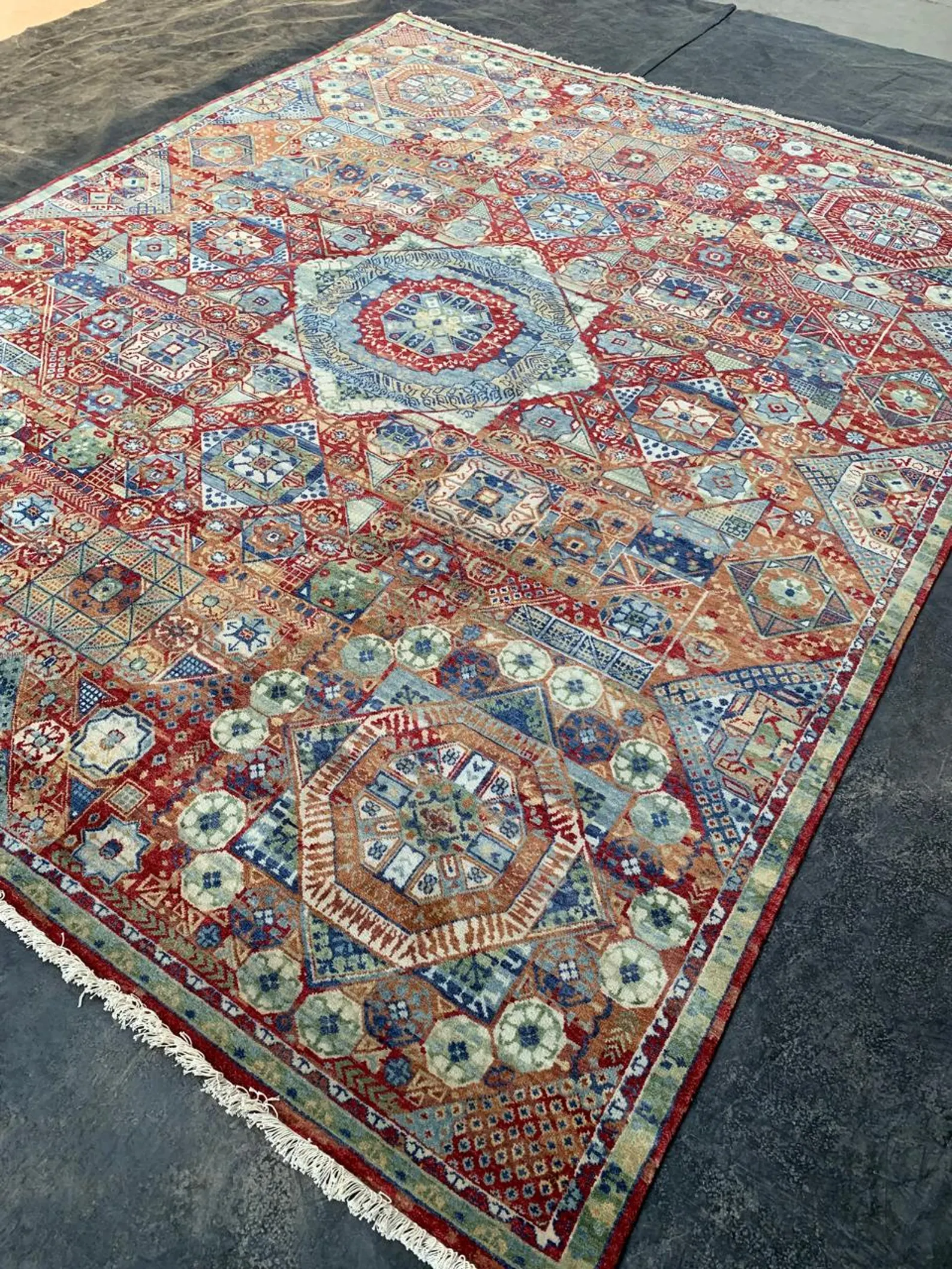 Detail view 9 of Bold Red Mamluk Rug 8ft x 10ft