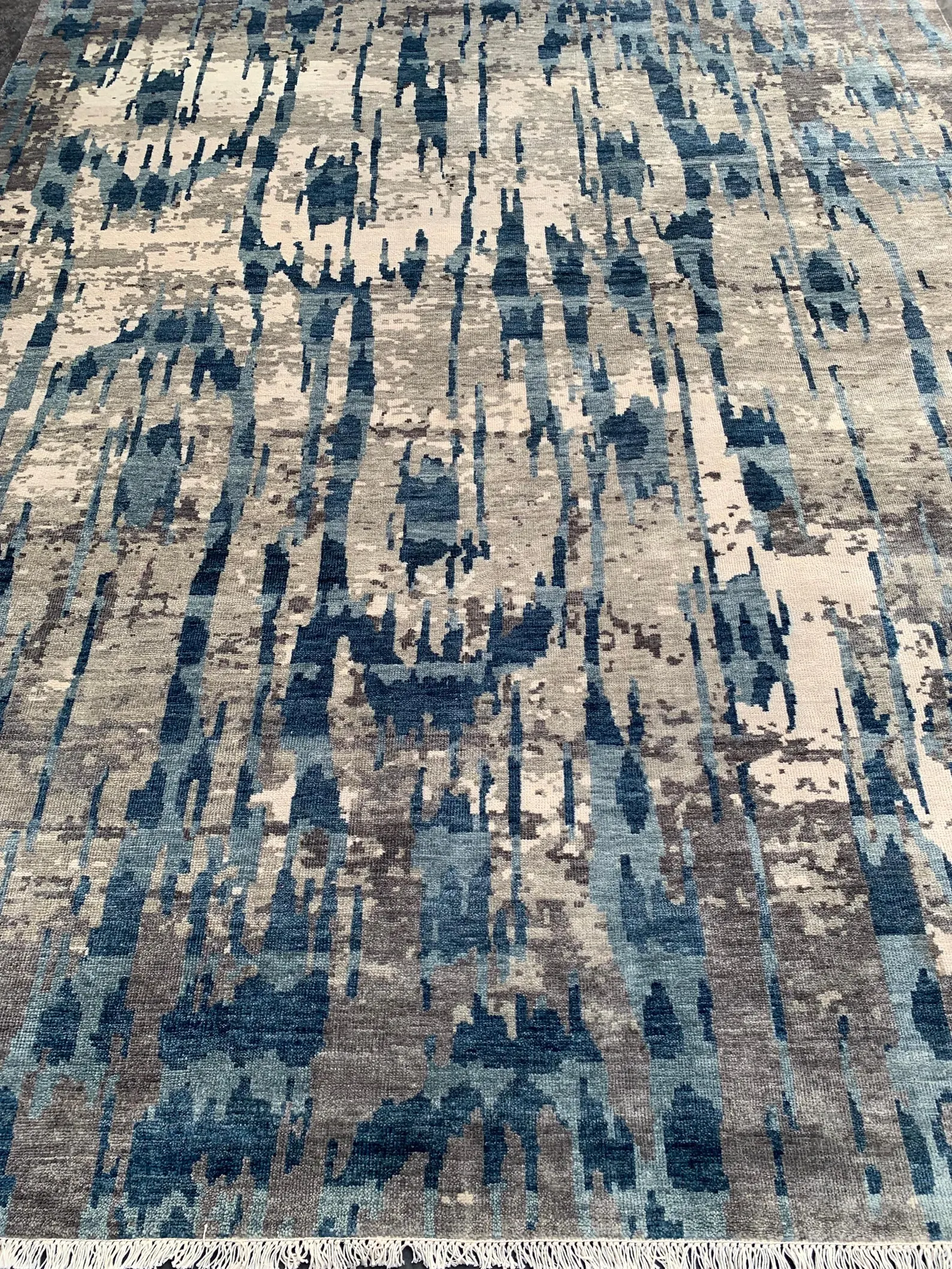 Detail view 7 of Abstract Watercolor Gray Modern Wool Rug 8ft x 10ft