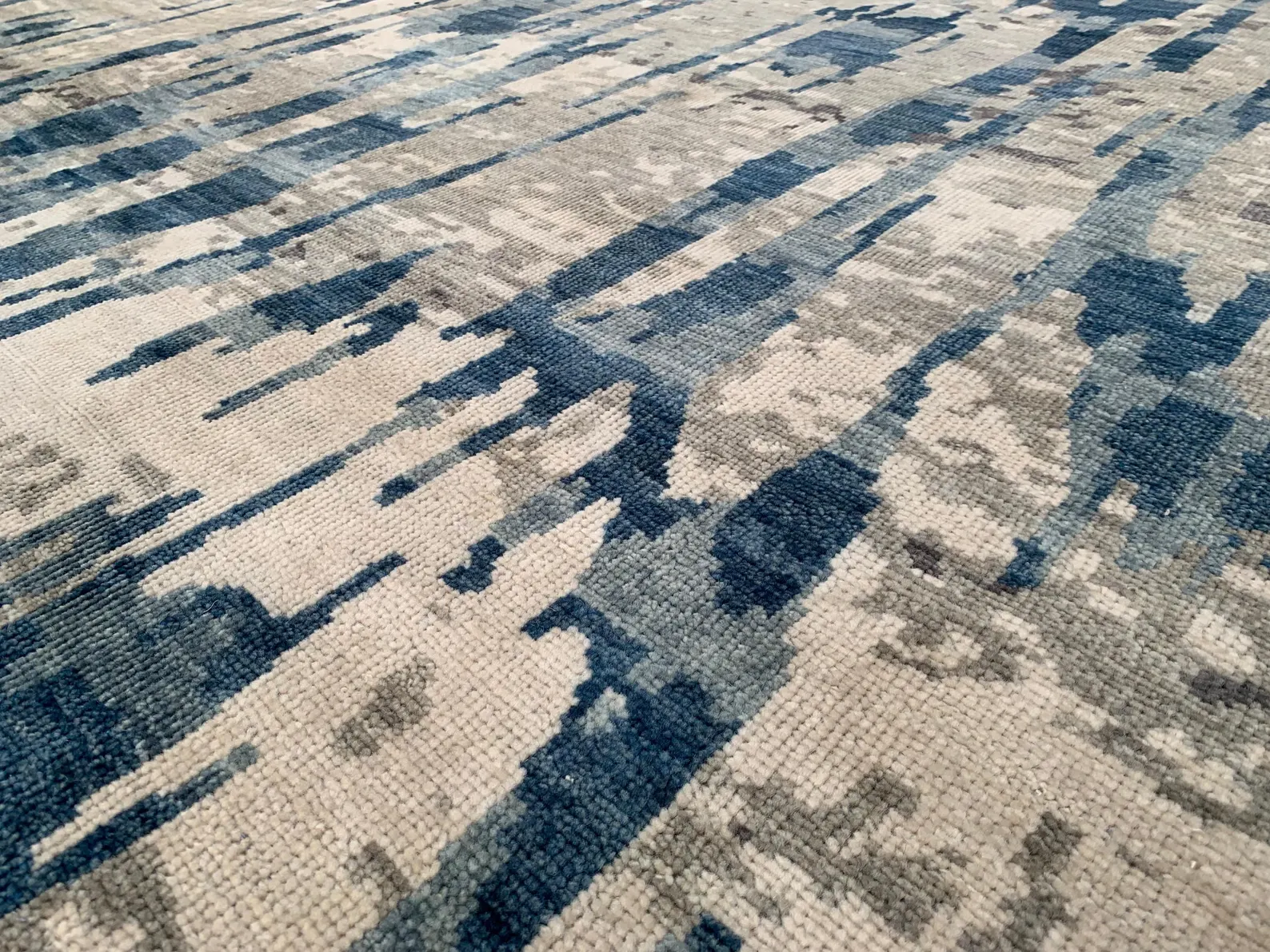 Detail view 6 of Abstract Watercolor Gray Modern Wool Rug 8ft x 10ft