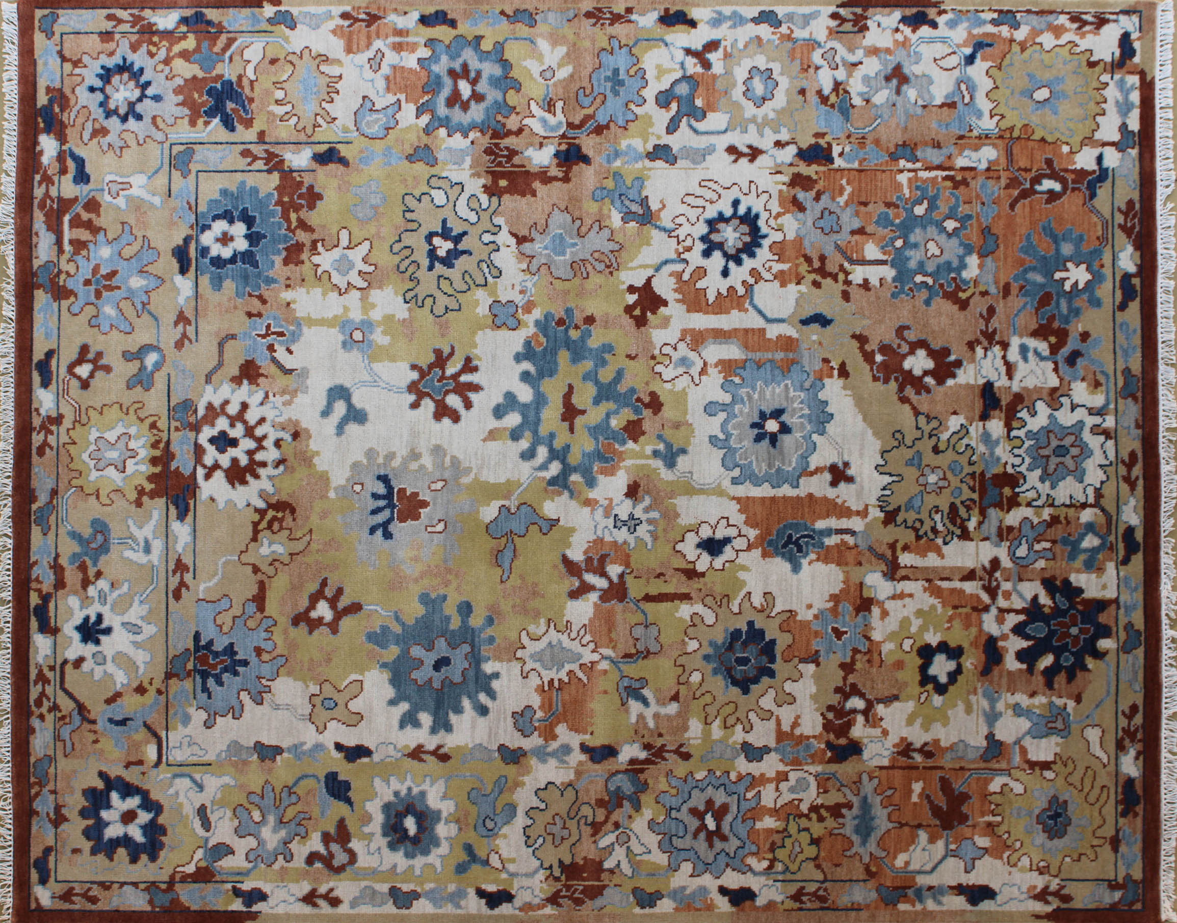 Oushak Vibrant Multi-Color Wool Rug 8ft x 10ft - Handknotted Carpet Manufacturer Mirzapur