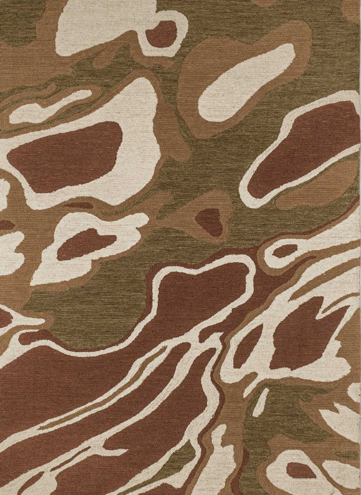 Woodland Camo Abstract Hand-Tufted Rug 5ft x 7ft Manufacturing Specs